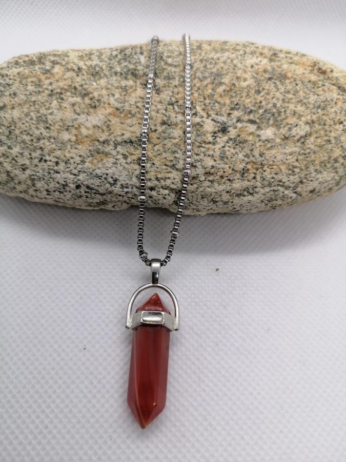 Dije Hexágono Cornalina con Cadena Gruesa de Acero