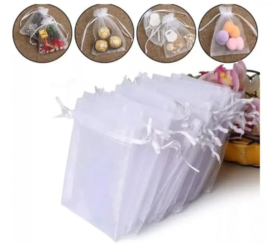 Bolsitas de organza color blanco 7x9 pack 10 Unidades 