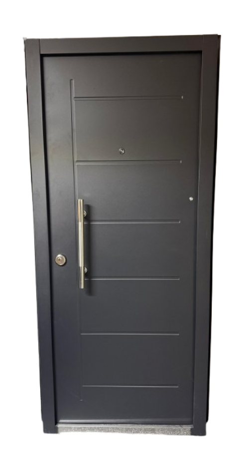 Puerta Semi Blindada C/Barral Negra, Blanca y Marrón