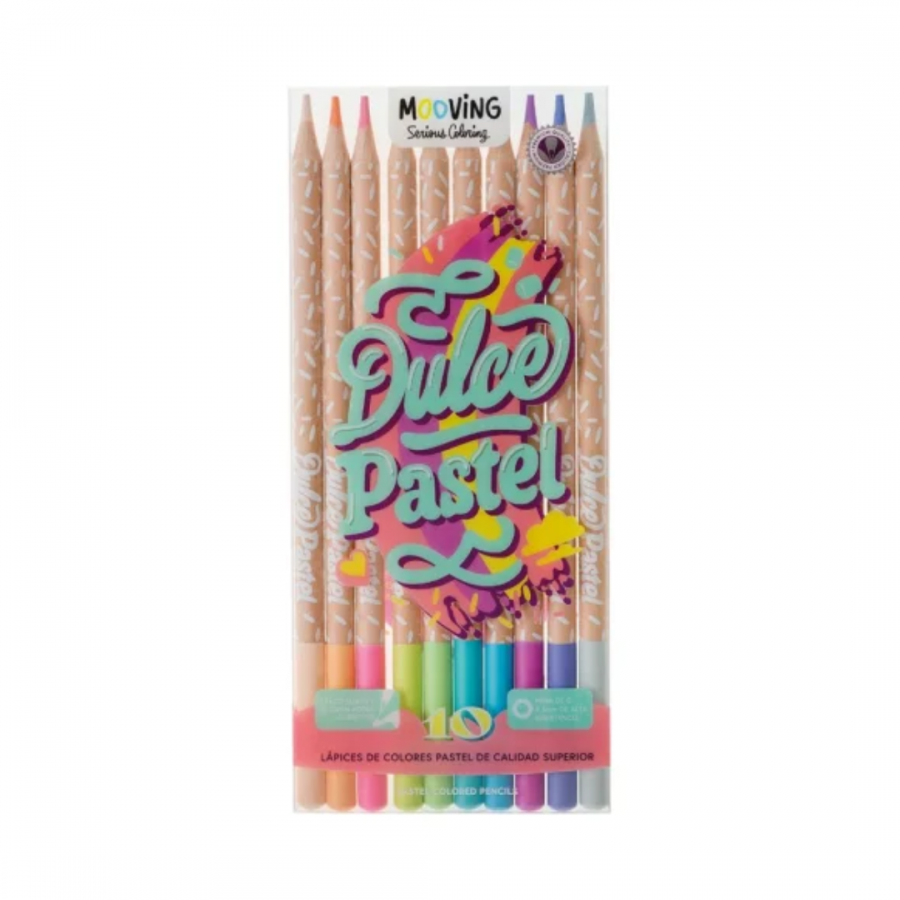 Lapices Pasteles Mooving Caja x 10 unidades