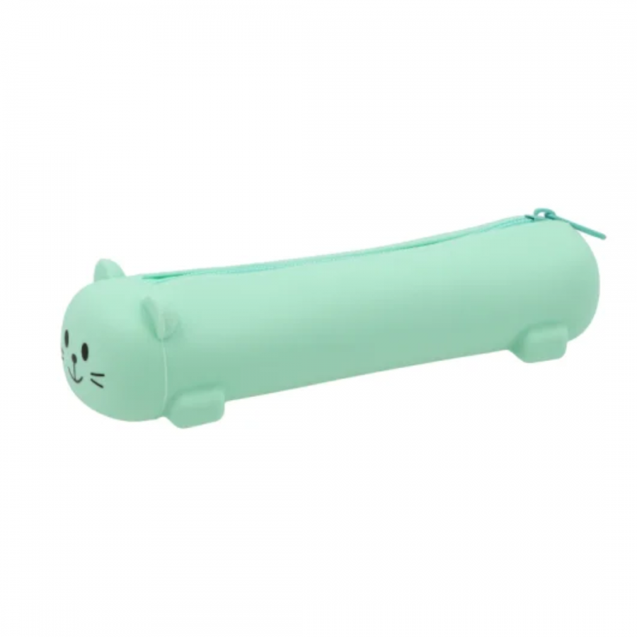 Cartuchera de silicona Campus cilíndrica color verde pastel