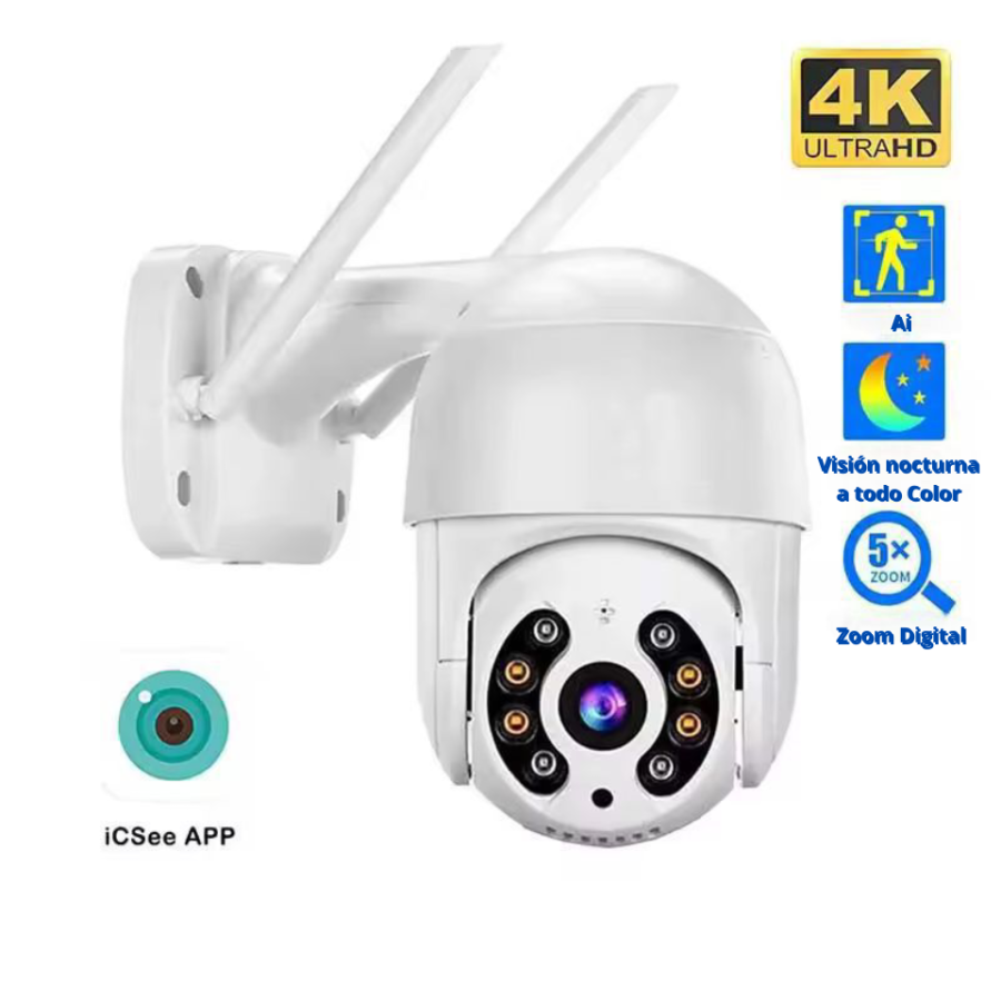 🔐 Cámara IP 4K Inteligente para Exteriores – Protección 24h