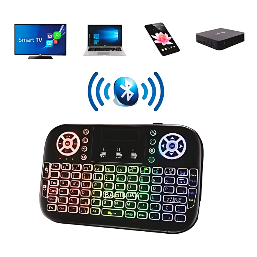 Mini teclado inalámbrico retroiluminado con un panel táctil