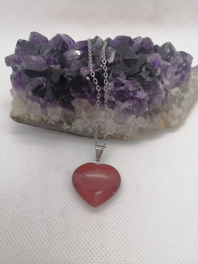 Dije Corazón Cornalina GG con Cadena Fina Acero
