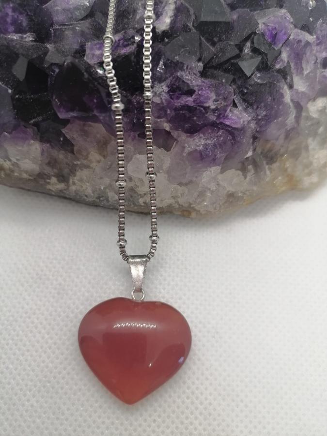 Dije Corazón Cornalina G con Cadena Gruesa Acero