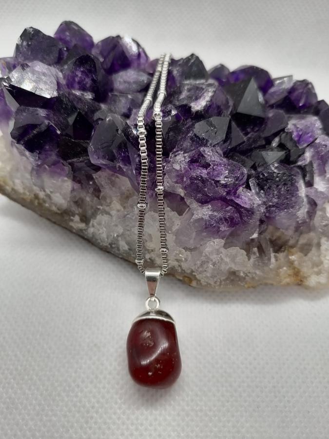 Dije con Electro Cornalina con Cadena Gruesa Acero