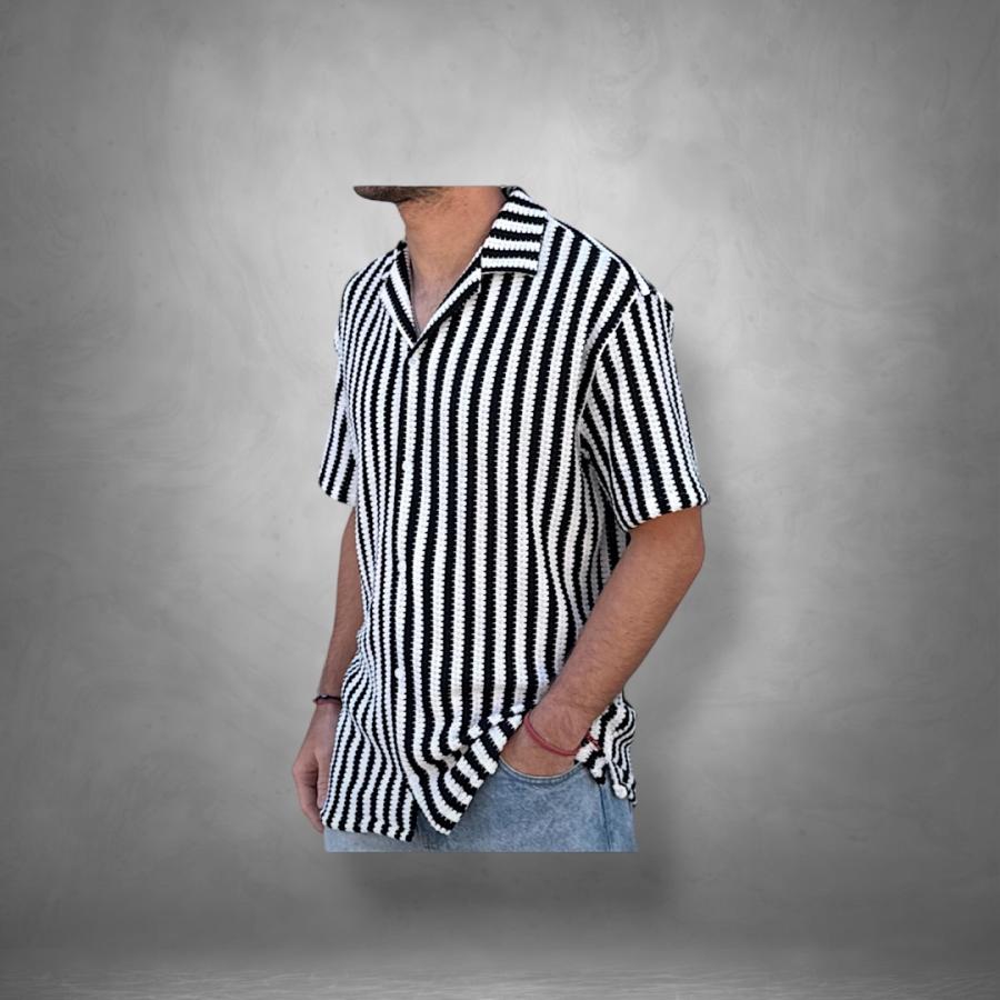 CAMISA CROCHET TEJIDA A RAYAS