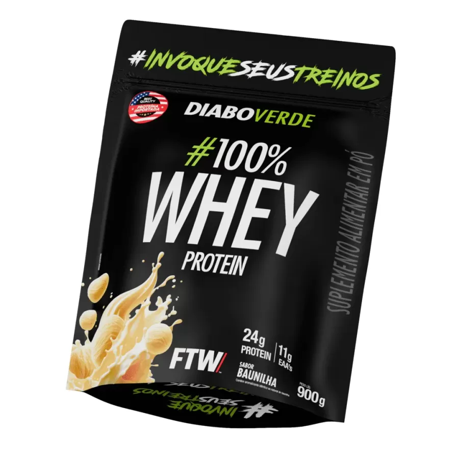 Whey Protein 100% Puro Diabo Verde 900g Sache Vainilla