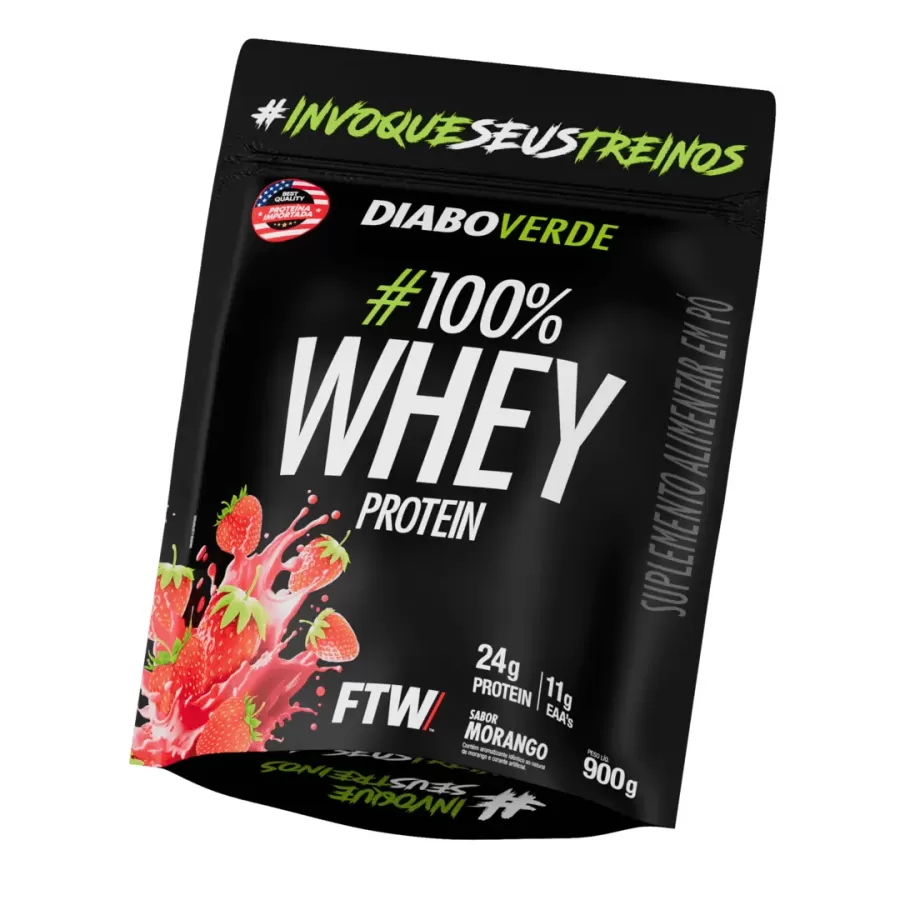 Whey Protein 100% Puro Diabo Verde 900g Sache Frutilla